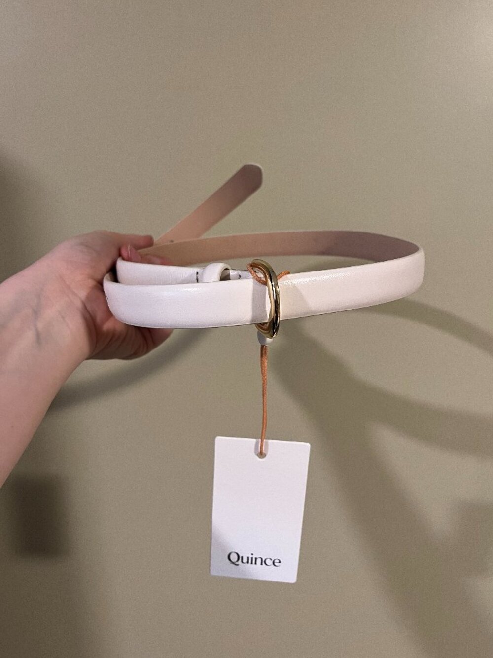 Quince Sofia European Leather Skinny Belt in Bone